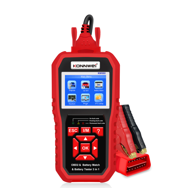 2026 KONNWEI KW880 3-in-1 OBD2 Car Diagnostic Tool with Battery Tester & Scanner 12V Multi-Language Support for All Vehicles