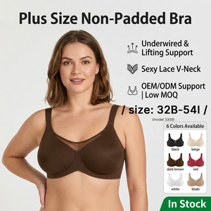 <span class=keywords><strong>Reggiseno</strong></span> senza imbottitura con ferretto, traspirante, tinta unita, taglie 32-54 BCDEFGHI, taglie forti, push-up, a coppa intera, modello 3309 - Product Image 2