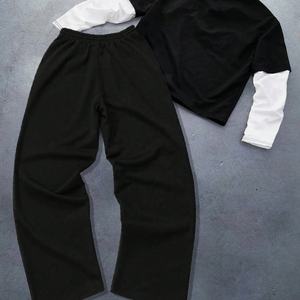 Conjunto Deportivo de 2 Piezas para Hombre, Camiseta de Manga Larga y Pantalones Anchos a Rayas, Impresión Digital Personalizada, Fabricante de Ropa Urbana - Product Image 2
