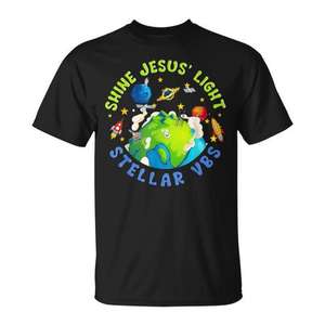 T-shirt promotionnel pour enfants 2023 Astronaut Space Vacation Shine Jesus Light Stellar VBS - Product Image 1