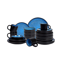 Ensemble de vaisselle en mousse bleue de sécurité au four de promotion de septembre ensemble de vaisselle d'outils en pierre de glaçure réactive