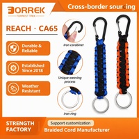 Porte-clés robuste en paracorde avec mousqueton et anneau pour sac à dos, camping, randonnée, pêche, équipement utilitaire EDC, vente en gros