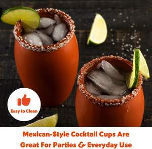 Juego de 2 Copas de cóctel Cantaritos de <span class=keywords><strong>Barro</strong></span> de 12oz para Tequila, Margaritas, Mojitos y más Fiesta Mexicana - Product Image 4