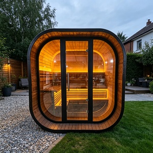 Sauna extérieur moderne en bois de sapin massif pour 4 à 6 personnes, écologique, vapeur humide, fourneau électrique 9KW ETL, sauna en forme de cube, usage commercial - Product Image 1