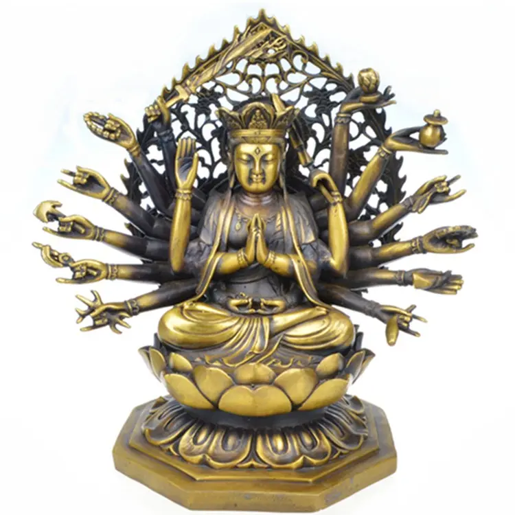 قطع أثاث خاصة كبيرة من النحاس الخالص مصنوعة على شكل ألف يد Avalokitesvara Buddha ديكور منزلي مشغولات يدوية أثاث ديكورات للحظ في فنغ شوي