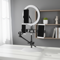 10.2 pouces 26cm photographie vidéo Selfie Studio remplissage éclairage 2.1m trépied support 3 support de téléphone portable flux en direct LED anneau lumineux