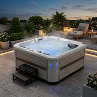 Jacuzzi extérieur de luxe au design moderne, 60 jets, bain à remous pour jardin, homologué CE, pour 4 personnes, avec transat