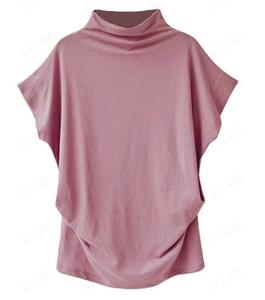 Hot Selling High <b>Neck</b> Short Sleeve Bat Sleeve Loose Women's T-Shirt Top Fashion - Product Image 4