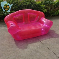 Canapé gonflable rose moderne pour 2 personnes, pliable, avec design à bulles et 2 porte-gobelets, PVC 0,45 mm, pour salon et extérieur