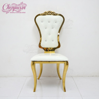 Chaises et tables de banquet de luxe modernes en métal doré brillant pour événements hôteliers et fêtes en plein air – Vente en gros