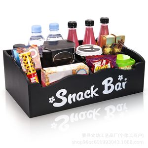 Snack Bar Storage <b>Box</b> With Compartments For Coffee <b>Tea</b> Cups Office Organizer Rectangle Standing Type Black - Product Image 2