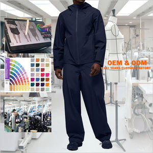 Otoño nuevo diseño poliéster nailon cortavientos impermeable con capucha cremallera chaqueta pantalones Conjunto personalizado Regular Fit hombres dos piezas chándal - Product Image 1