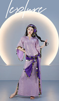 Nouvel ensemble de costumes de danse du ventre Saidi Baladi à rayures, robe de danse orientale égyptienne Assaya avec canne, robe de scène pour femmes