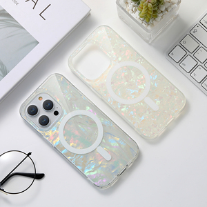 Luxe Bling paillettes époxy Imd perle conque huître clair Tpu magnétique étui de téléphone portable pour iphone 14 15 16 17 Pro Max housse - Product Image 5