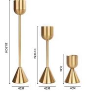 Lot de 3 bougeoirs coniques en métal doré, écologiques, durables, portables, avec impression typographique, pour centre de table de mariage