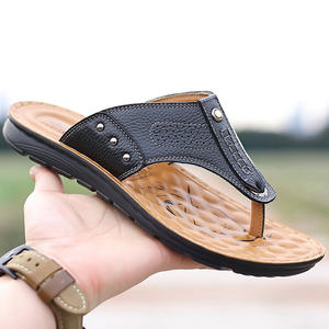 Tongs en cuir personnalisées avec logo Tongs Pantoufles Chaussures Sandales d'extérieur Tongs décontractées pour hommes - Product Image 6