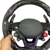 Volant de course en fibre de carbone personnalisé Accents or violet avec fonctions de sport automobile Bouton R8 pour plate-forme MQB EVO MEB