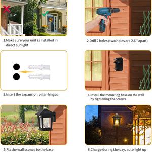Lámpara de Pared LED Solar para Exteriores, Impermeable, con Sensor de Movimiento, Lámpara Solar de Pared - Product Image 6