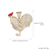 Pendentif Coq en Laiton Plaqué Or 14K, Bijou Animal Émaillé Hip Hop, Breloque en Zircon Cubique pour Hommes et Femmes, Accessoire de Mode