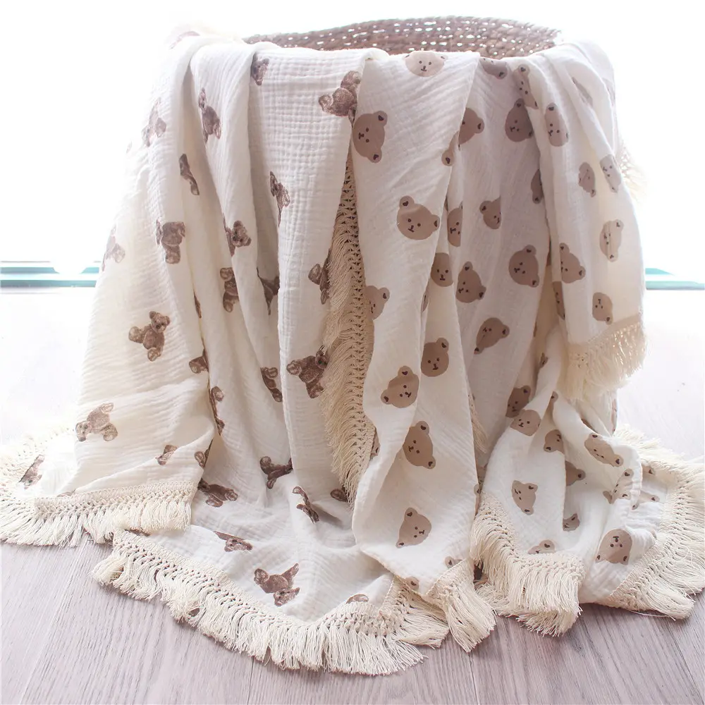 Mu Goede Kwaliteit 100% Bamboe Katoenen Mousseline Dekens Inbakeren Baby Bamboe Katoenen Baby Mousseline Swaddle Deken