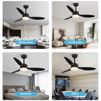 Style Moderne Intérieur Salon Cuisine Télécommande ABS 3 Pales Smart Led Plafonniers avec Ventilateur