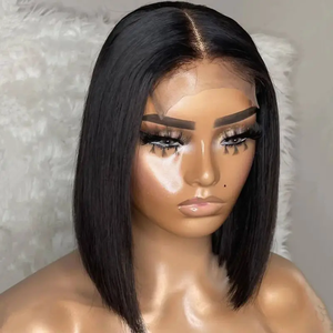 印度原发双拉直发波浪无胶全高清假发 12A 级浅棕色透明蕾丝光滑鲍勃 - Product Image 1