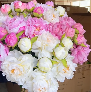Flores de peonía de seda de un solo <span class=keywords><strong>tallo</strong></span> <span class=keywords><strong>con</strong></span> 2 cabezas M119, peonías al por mayor para decoración de bodas, flor artificial de peonía - Product Image 1