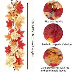 Guirlande lumineuse vintage en tungstène en forme de feuille d'érable, étanche IP44, blanc chaud, pour intérieur et extérieur, lumières féériques d'<span class=keywords><strong>automne</strong></span>, Thanksgiving, Halloween - Product Image 3