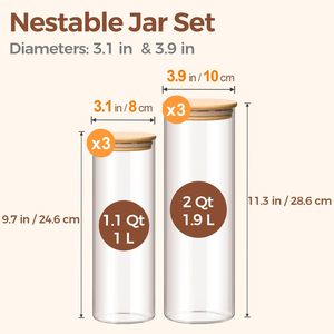 Eco-friendly High Borosilicate Glass Kitchen Pasta <b>Storage</b> Jar Bamboo Lid Moisture-Proof Dustproof Light <b>Weight</b> Food Container - Product Image 2