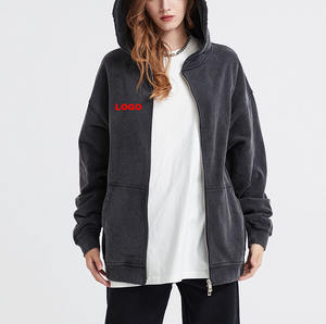 High Quality Embroidery Custom logo Manufacturers <b>Zip</b> <b>up</b> Puff <b>Vintage</b> Acid Wash Women's <b>Hoodie</b> Blank Zipper-<b>up</b> <b>Hoodie</b> for Unisex - Product Image 1