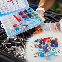 Kit d'assortiment de valves de climatisation automobile R134a avec joints toriques HNBR verts et noyaux de valve pour la réparation de la climatisation automobile