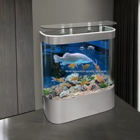 Nouvel aquarium mural autoportant en verre sans eau, motif Dragon Doré et Poisson Rouge, pour salon, taille moyenne à grande, modèle 2024