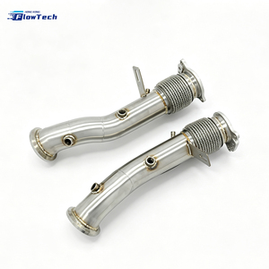<b>Polished</b> High Flow 304 Stainless Steel Downpipe for BMW 7 Series G12 M760i 6.6T V12 Twin Turbo Racing - Product Image 5