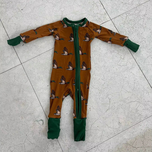 Desainer kustom butik pakaian bayi dicetak piyama ritsleting pakaian bambu Super lembut - Product Image 1