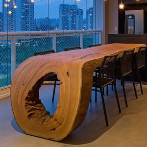 Nouvelle <span class=keywords><strong>table</strong></span> à manger en bois massif de style moderne avec plateau en résine époxy transparente - Product Image 1