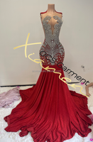 Robe de soirée élégante de haute qualité Ocstrade, robe de bal longue sans manches, ornée de strass argentés, robe de bal de fin d'année