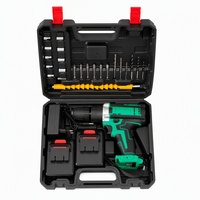 Perceuse électrique rechargeable de qualité industrielle 21V, kit de bricolage domestique avec 2 batteries et embouts multiples (bois/métal), coffret compact