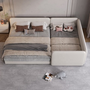 Lit superposé modulaire moderne pour bébé et enfant avec revêtement en cuir, garde-corps rembourré doux et extension tatami élargie - Product Image 2