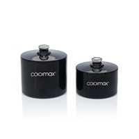 Set Botol Parfum Kaca Hitam Mewah dengan Kerah Perak, 3 Ukuran Botol Cologne Silinder OEM Grosir