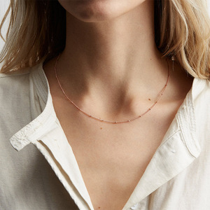 Collana con Catena di Perline Color Oro per Donne, Catenina Minimalista per Clavicola, Gioielli Semplici e alla Moda - Product Image 3