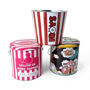 JYB Custom 1 Gallone 2 Gallone 3,5 Gallonen runder Griff Eisen Weißblech Metall Geschenk Aufbewahrung Eimer Popcorn Dosen