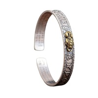 Bracelet en alliage de zinc tendance style Feng Shui traditionnel chinois, best-seller, avec Mantra à six mots, Pixiu et Sutra du Cœur, idéal comme cadeau