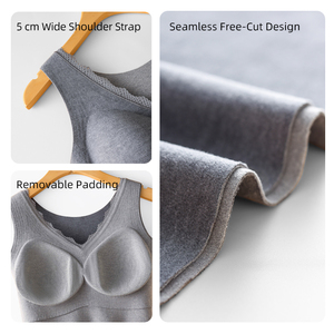 Débardeur thermique en cachemire sans couture, bretelles larges de 5 cm, rembourrage amovible, bord ondulé, <span class=keywords><strong>sous</strong></span>-vêtement chaud d'hiver - Product Image 4