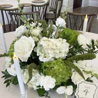 Boule de fleurs suspendue en soie 40cm, Hortensia et Rose Vert Blanc Effet Naturel, 70cm, pour Décoration de Centre de Table de Mariage, Fournisseur
