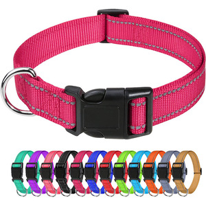 Colliers de dressage réglables réfléchissants pour chiens Chiot Petits chiens de taille moyenne avec sangle en nylon mince et boucle en plastique à dégagement rapide - Product Image 1