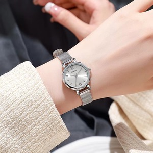 Nouvelle montre tendance pour femme, cadran rond, mouvement à quartz, bracelet en maille argentée, cadeau de mode, usage quotidien - Product Image 5