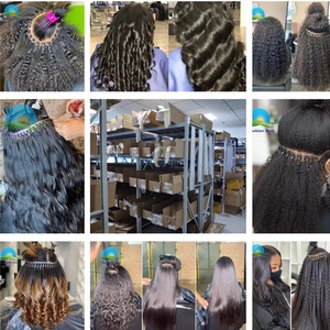 Extension <span class=keywords><strong>de</strong></span> cheveux Remy pré-collée, Afro bouclés, 100g/brins, couleur naturelle, kératine, micro liens, cheveux vierges crépus I Tip Hair <span class=keywords><strong>Lot</strong></span> - Product Image 4