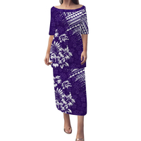 Robe polynésienne grande taille Puletasi traditionnelle île imprimée coupe confortable femmes élégante épaules dénudées plage fête porter quantité minimale de commande bas