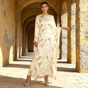 Abaya élégante en polyester imprimé de luxe, sur mesure, pour femmes musulmanes, robe de soirée, fournisseur en gros, OEM - Product Image 2