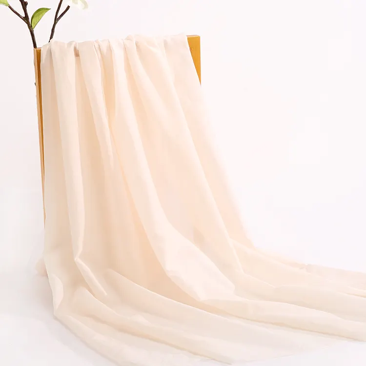 Custom Printed Logo Beige 9M/M cotton silk blend fabric for dress